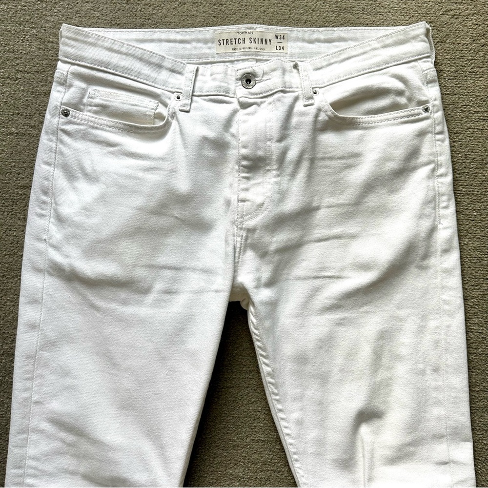 Topman Stretch Skinny White Jeans